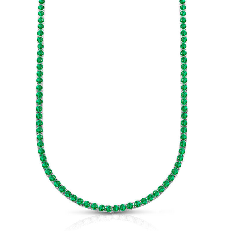 Grüne Zirkonia Halskette, ca. 45 cm, silberfarben ca. 28,25 ct image number 0