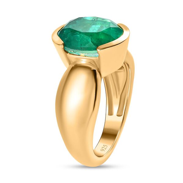 Smaragd-Quarz-Triplette Ring, 925 Silber Gelbgold Vermeil, (Größe 21.00) ca. 5.46 ct image number 5