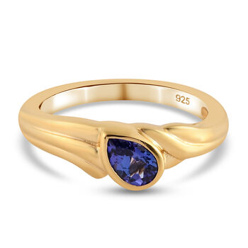 AAA Tansanit Ring 925 Silber vergoldet (Gr&ouml;&szlig;e 16.00) ca. 0,45 ct