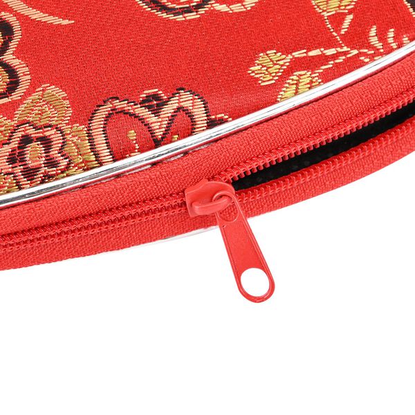 10er-Set Jacquard gewebter Schmuckbeutel mit Rei&szlig;verschluss, 5 verschiedene Gr&ouml;&szlig;en, Rot-Gold image number 6