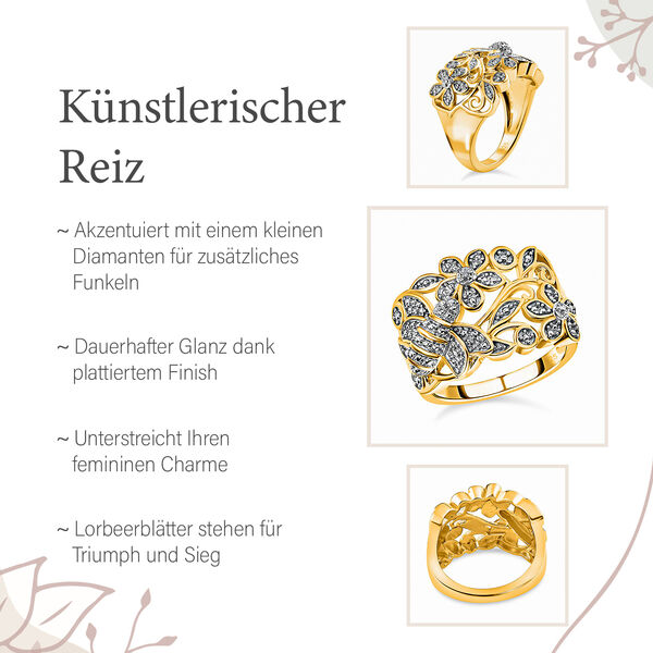 ALLORO von der Natur inspirierter, vergoldeter Silberring image number 10