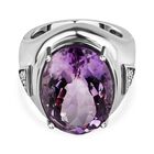 STATEMENT LOOK - Rose De France Amethyst (18 x 13 mm), Weißer Zirkon Ring 316L Edelstahl (Größe 18.00) ca. 11.72 ct