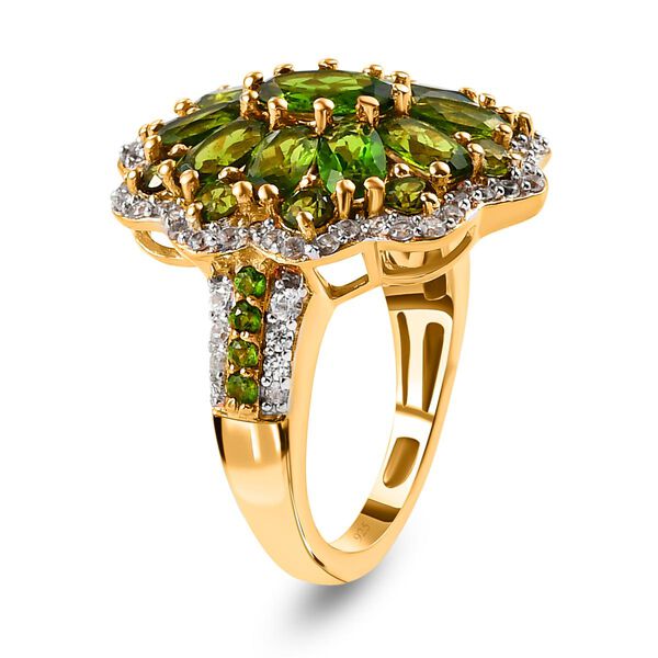 Nat&uuml;rlicher Chromdiopsid-Ring, 925 Silber Gelbgold Vermeil  ca. 4,63 ct image number 5