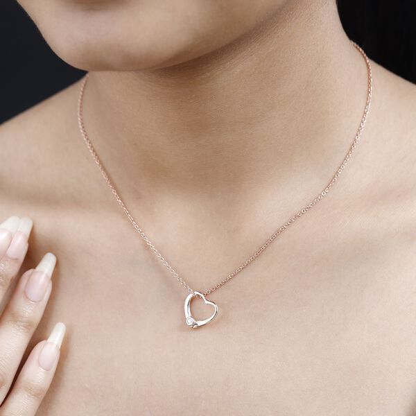Moissanit Herz Anhänger mit 50cm Kette in Silber mit Roségold Vermeil image number 3
