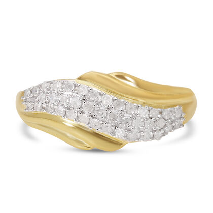 Diamant-Ring, 925 Silber Gelbgold Vermeil (Größe 20.00) ca. 0,47 ct