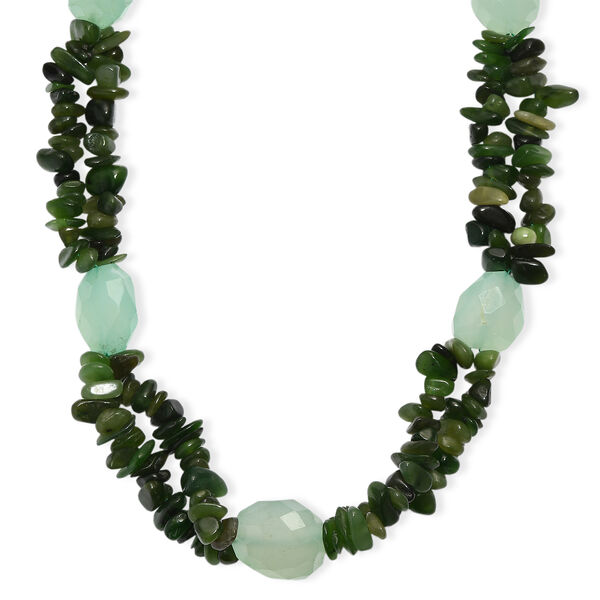 Nephrit und Chalzedon 50+2,5cm Halskette - 500 ct.
