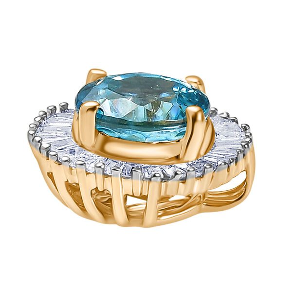 AAA Blauer Zirkon, Weißer Diamant Anhänger 585 Gold ca. 1,59 ct. image number 3