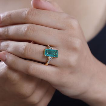 Smaragd Quarz Triplett und Zirkon Ring - 5,30 ct.