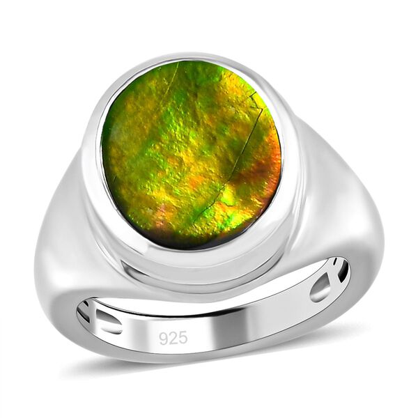 Kanadischer Ammolit-Ring, 925 Silber platiniert (Gr&ouml;&szlig;e 17.00) ca. 2.67 ct image number 4