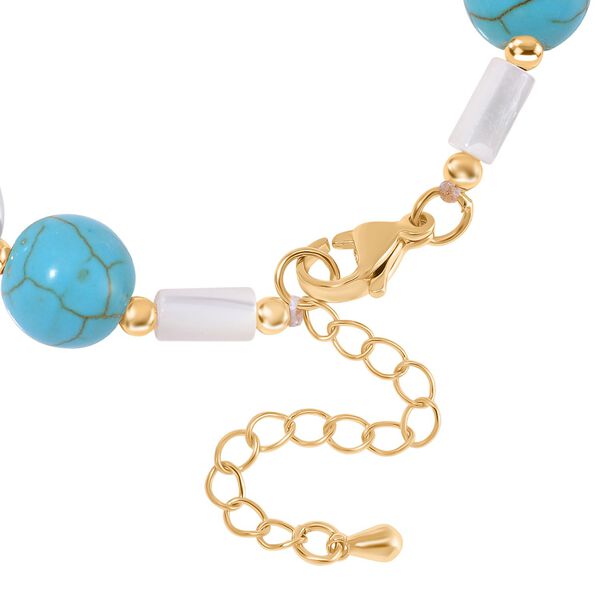 Wei&szlig;es Muschelkernperle und blaues Howlit Armband, 18+5 cm image number 4