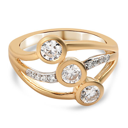 Moissanit-Ring, 925 Silber Gelbgold Vermeil (Gr&ouml;&szlig;e 16.00) ca. 0.79 ct