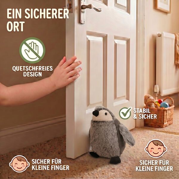 Penguin Door stopper Product size:16*20*15CM Packing:1PC/opp bag+sticker Function: Damage-Free for Doors Anti-Slam & Lockout Protection Pinch-Free Safety Color:Gray Material:Polyester+sand Product size:16*20*15cm image number 2
