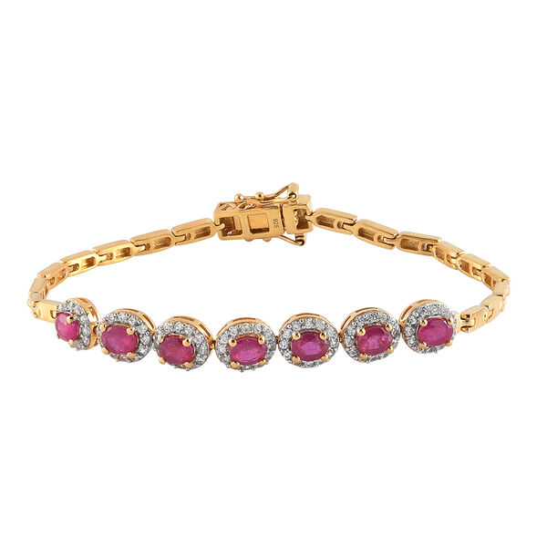 Afrikanisches Rubin und Zirkon-Armband in Silber