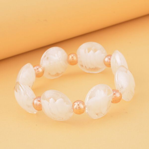 Wei&szlig;e Glas-Perlen 53,25cm Halskette und flexibles Armband im Murano-Stil image number 7