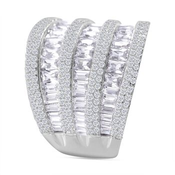 LUSTRO STELLA - Wei&szlig;er Zirkonia Ring, 925 Silber rhodiniert (Gr&ouml;&szlig;e 18.00)