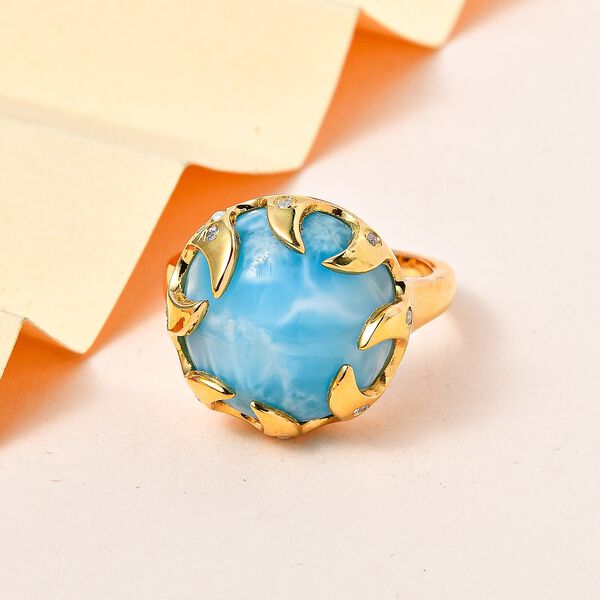 Larimar und Zirkon Ring - 13,33 ct. image number 1