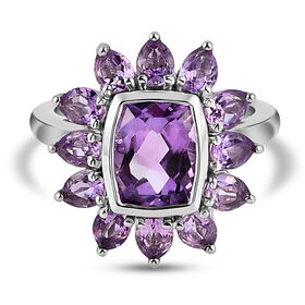 Natürlicher, marokkanischer Amethyst-Ring, 925 Silber platiniert  ca. 3,97 ct