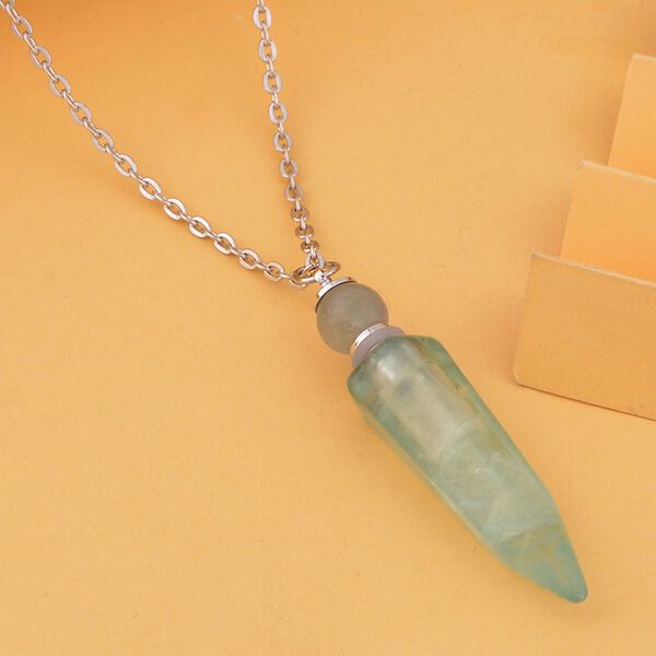 Grüner Fluorit Pendel Anhänger mit Kette, ca. 36.50 ct image number 2