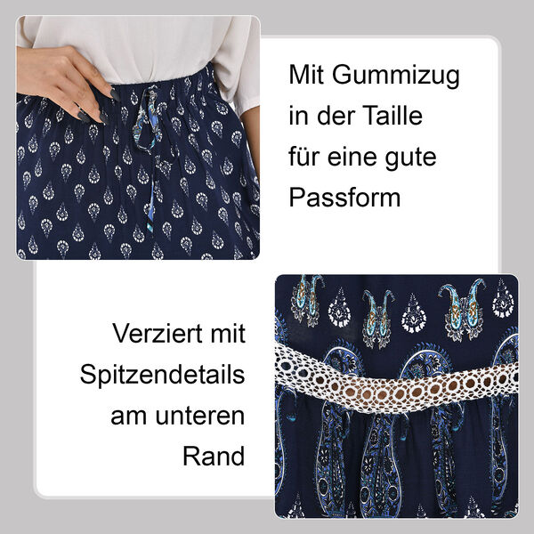 Langer Rock aus 100% Viskose, Dunkelblau, Einheitsgr&ouml;&szlig;e image number 3