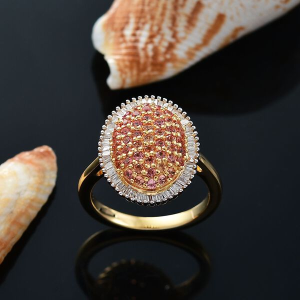 AAA Padparadscha Saphir und Diamant Ring - 1,03 ct. image number 1