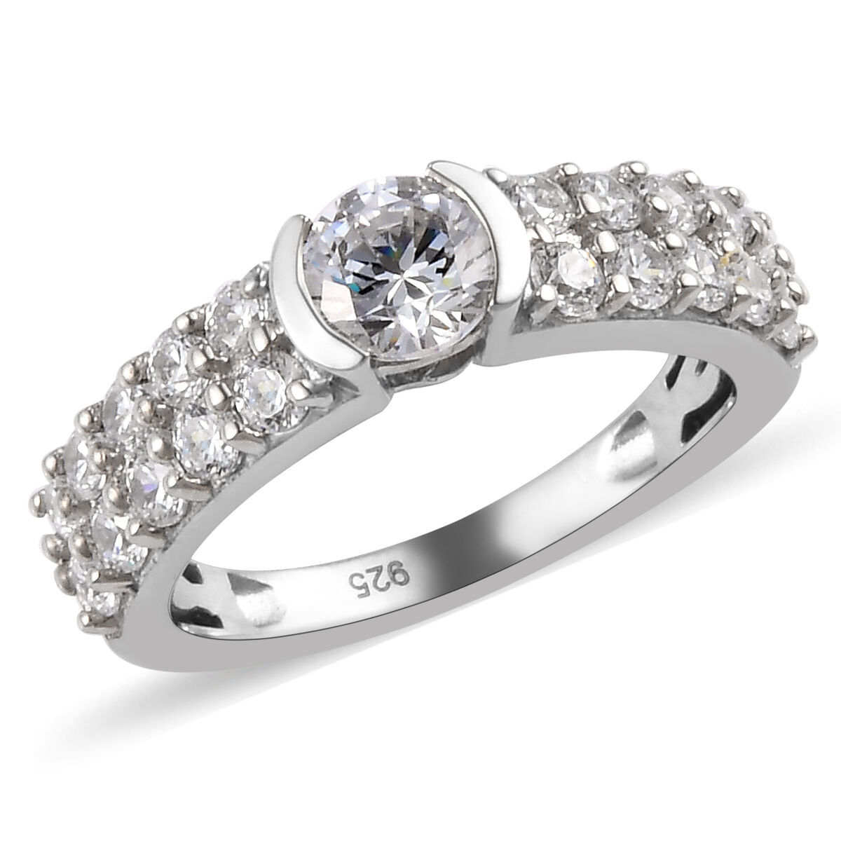 LUSTRO STELLA feinster Zirkonia Ring 925 Silber platiniert SHOPLC