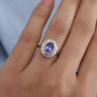 AA Tansanit und Diamant Halo Ring 375 Gelbgold image number 2