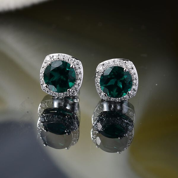 AAA Lab Grown Smaragd, Lab Grown Diamant Ohrringe 417 Gold ca. 3.40 ct image number 1