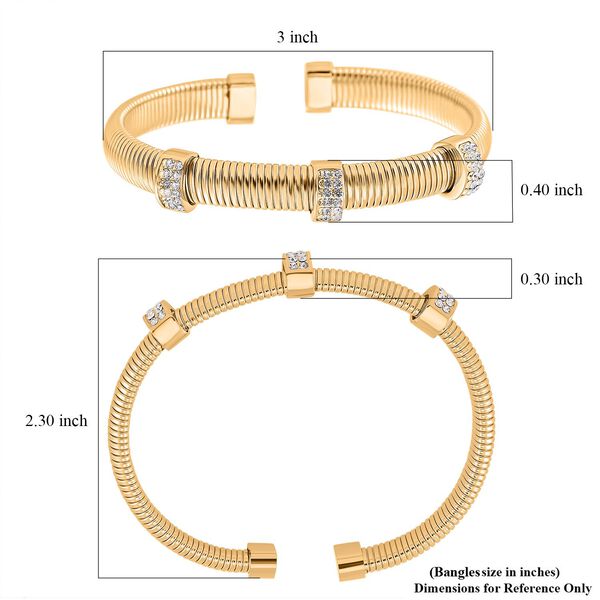 Wei&szlig;er Kristall Armband, flexibel, Reiner Edelstahl, goldfarben image number 4