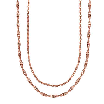 2er Set - Italienische Singapurkette und Ankerkette, 925 Silber ros&eacute;vergoldet ca. 45 cm ca. 2,46g