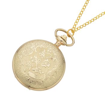 STRADA wei&szlig;e Kristall Taschenuhr mit 79cm Kette im Bienenstock-Design, Japanisches Uhrwerk