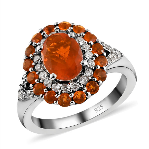 Mexikanischer Feueropal-Ring, 925 Silber platiniert  ca. 2,10 ct image number 4