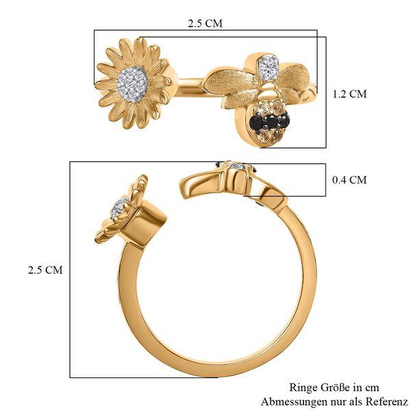 GP Trionfo Kollektion - Citrin, schwarzer Spinell, Zirkon, Kanchanaburi blauer Saphir Ring - 0,26 ct. image number 9