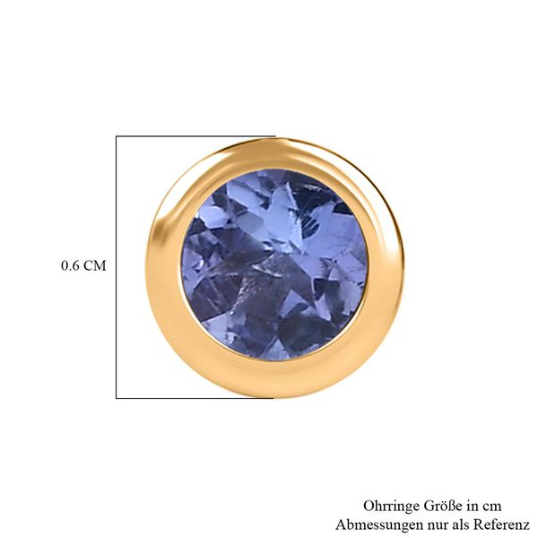 Tansanit Ohrringe, 925 Silber 750 Gelbgold Vermeil - 0,53 ct. image number 7