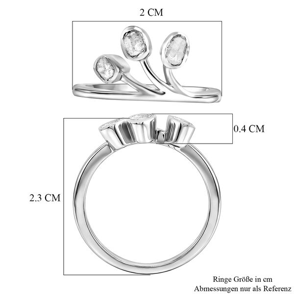 Handgearbeiteter Polki Diamant Ring 925 Silber Platin-&Uuml;berzug image number 6