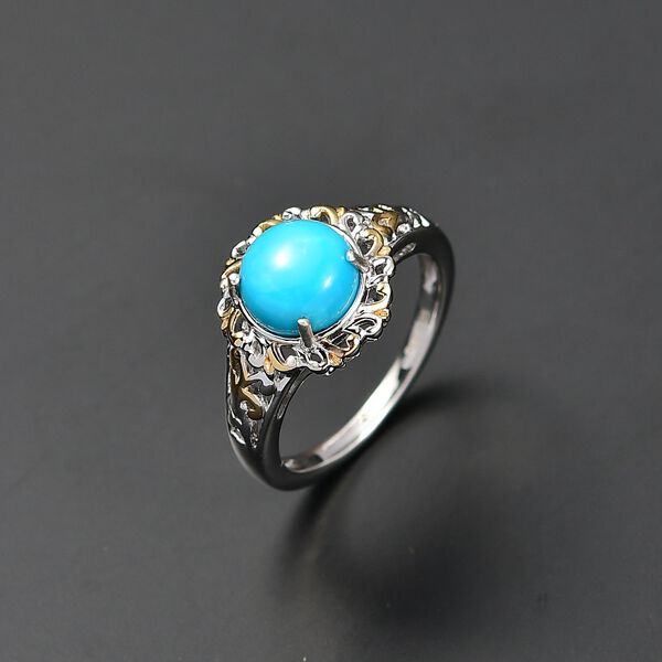 D'Joy AA Sleeping Beauty Türkis Ring 925 Silber Rhodiniert und 750 Gelbgold Vermeil (Größe 19.00) ca. 1.87 ct image number 2