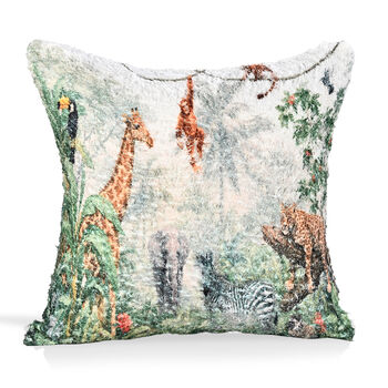poly cortton woven digital tree printed rubbed cushion cover Size-45x45 cms Color- Multi
