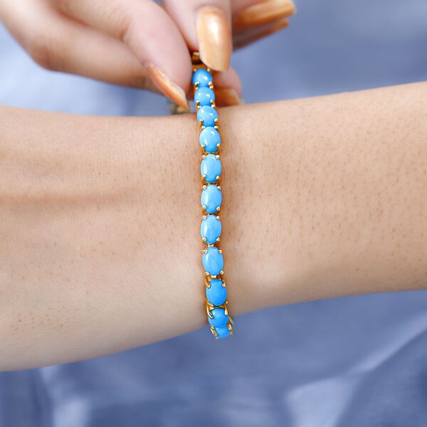 Amerikanisches natürliches Sleeping Beauty Türkis Armband, ca. 19 cm 925 Silber vergoldet ca. 17.55 ct image number 3