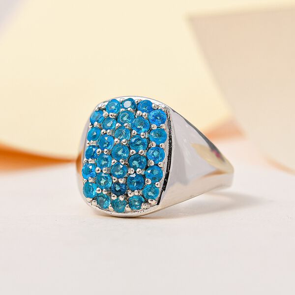 Neon Apatit Ring, 925 Silber platiniert, (Größe 17.00) ca. 1.42 ct image number 2