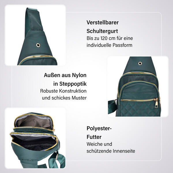 Rucksack mit RFID-Schutz in Steppoptik, 17x7,5x30cm, Dunkelgrün image number 3