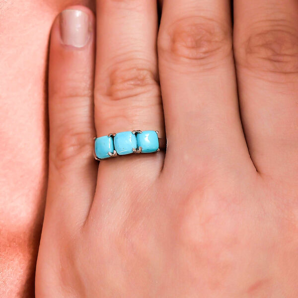 Amerikanischer, natürlicher Sleeping Beauty Türkis-Ring,  Edelstahl ca. 1,79 ct image number 3