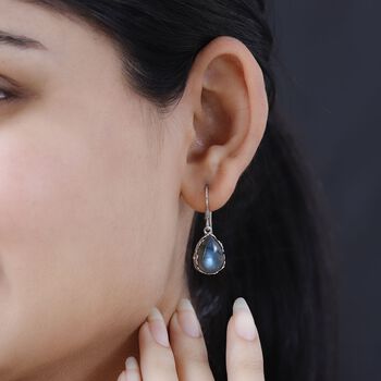 Labradorit Ohrringe 925 Silber platiniert ca. 12.76 ct