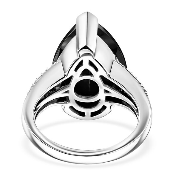 Elite Shungit und Zirkon Ring 925 Silber platiniert image number 6