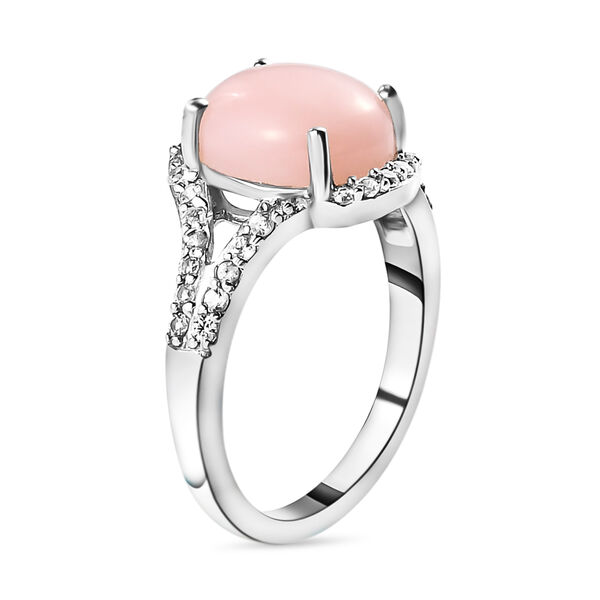 Rosa Opal und wei&szlig;er Zirkon-Ring, 925 Silber platiniert  ca. 2,52 ct image number 5
