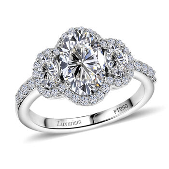 LUXURIANT DIAMOND - Lab Grown Diamant VS-EF IGI zertifiziert Ring, 950 Platin (Gr&ouml;&szlig;e 17.00) ca. 2.50 ct