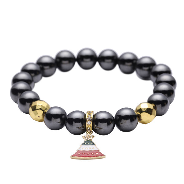 H&auml;matit und wei&szlig;es Zirkonia-Armband, 18 cm - 252,50 ct.