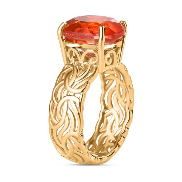 Padparadscha Quarz Triplette Ring 925 Silber 750 Gelbgold Vermeil (Größe 16.00) ca. 5.25 ct image number 5