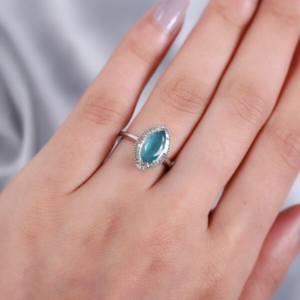 Grandidierit und Diamant Halo Ring 925 Silber Platin-&Uuml;berzug image number 3