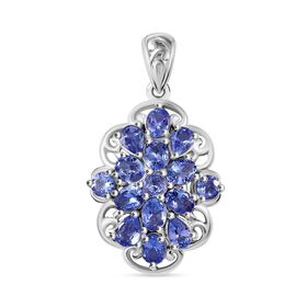 Tansanit Anhänger 925 Silber rhodiniert ca. 2.27 ct