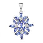 AA Tansanit und weißer Zirkon-Anhänger, 925 Silber platiniert ca. 1.73 ct