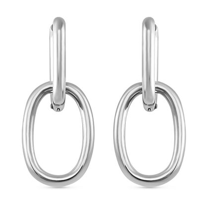Kettenglieder-Ohrringe, Reiner Edelstahl, Silberfarben